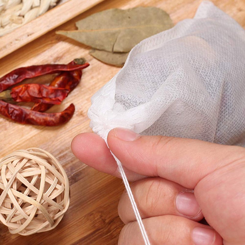 Fenshine 100Pcs Large Tea Bag - Disposable Empty Tea Filter Bags No Mess Mesh Bags with Drawstring for Concentrate/Iced Coffee, Herb, Loose Leaf Tea - Image 5